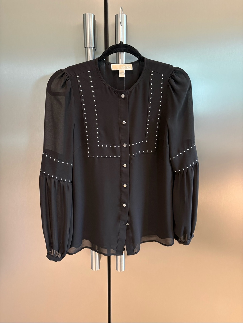 Michael Kors Black Blouse with Silver Stud Accents